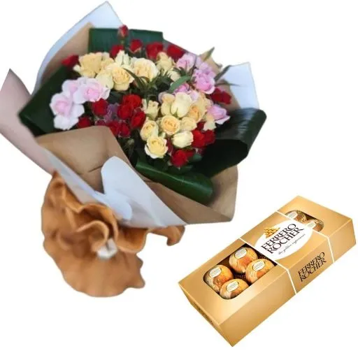 Ramos de flores rosas spray y rocher x8